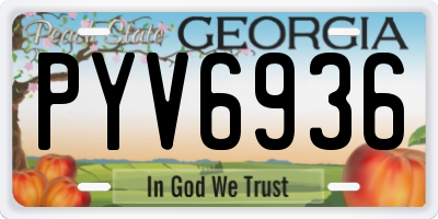 GA license plate PYV6936