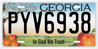 GA license plate PYV6938