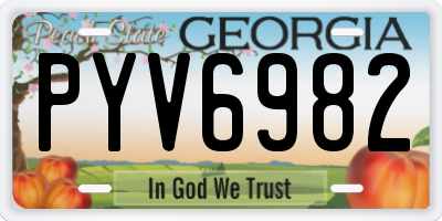 GA license plate PYV6982