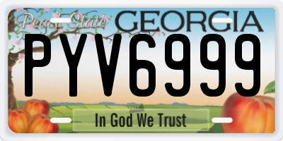 GA license plate PYV6999