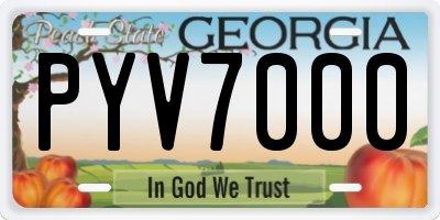 GA license plate PYV7000