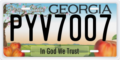 GA license plate PYV7007