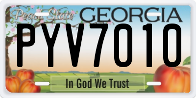 GA license plate PYV7010