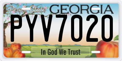 GA license plate PYV7020