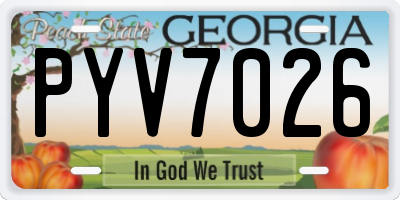 GA license plate PYV7026