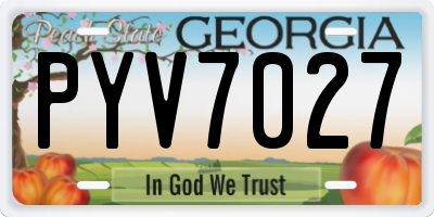 GA license plate PYV7027