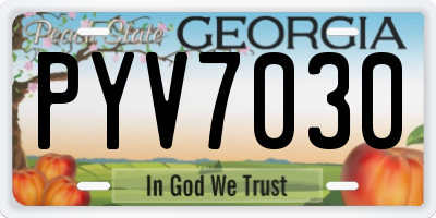 GA license plate PYV7030