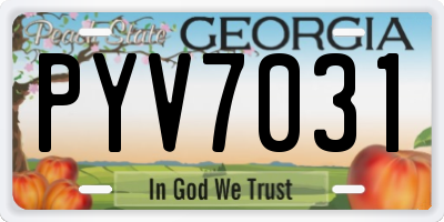 GA license plate PYV7031