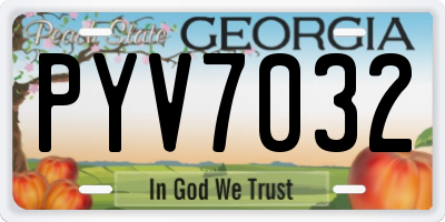 GA license plate PYV7032