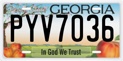 GA license plate PYV7036