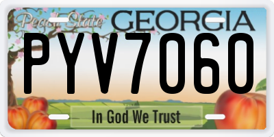 GA license plate PYV7060