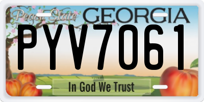 GA license plate PYV7061