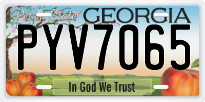 GA license plate PYV7065
