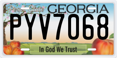GA license plate PYV7068