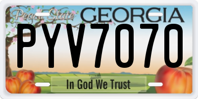 GA license plate PYV7070