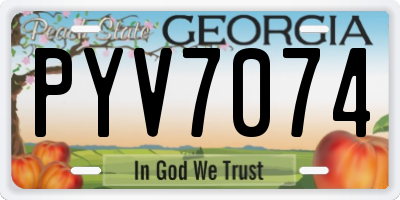GA license plate PYV7074