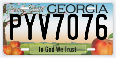 GA license plate PYV7076