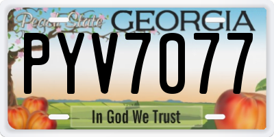 GA license plate PYV7077