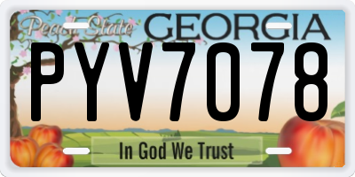 GA license plate PYV7078
