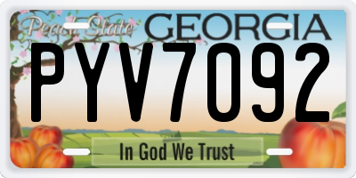 GA license plate PYV7092