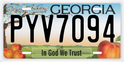 GA license plate PYV7094