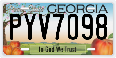 GA license plate PYV7098