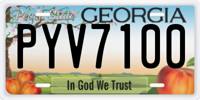 GA license plate PYV7100