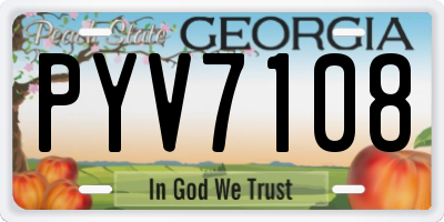 GA license plate PYV7108