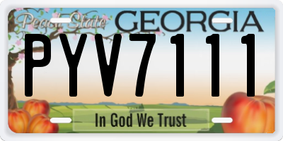 GA license plate PYV7111