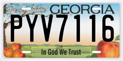 GA license plate PYV7116