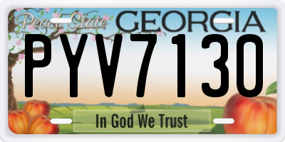 GA license plate PYV7130