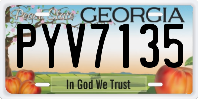 GA license plate PYV7135