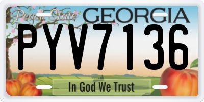 GA license plate PYV7136