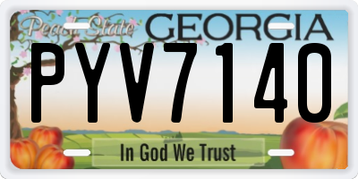 GA license plate PYV7140