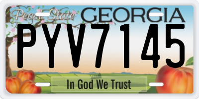 GA license plate PYV7145