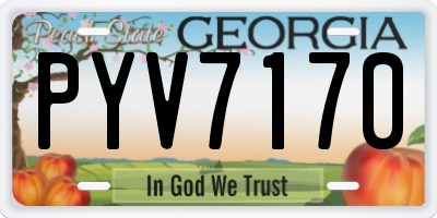GA license plate PYV7170