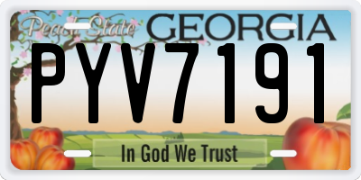 GA license plate PYV7191