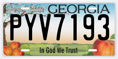 GA license plate PYV7193