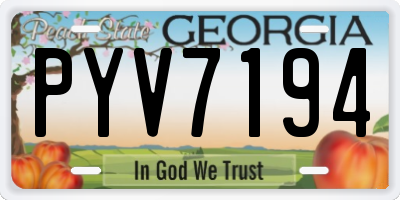 GA license plate PYV7194
