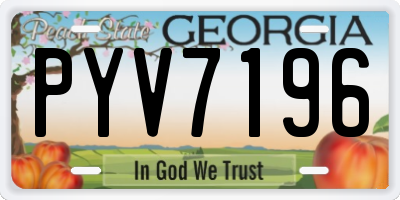 GA license plate PYV7196
