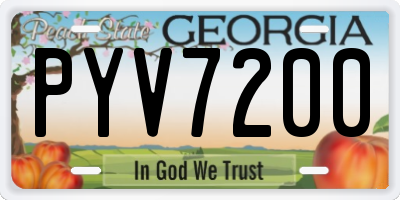 GA license plate PYV7200