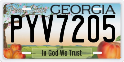 GA license plate PYV7205