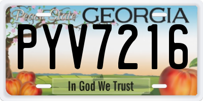 GA license plate PYV7216