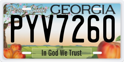 GA license plate PYV7260