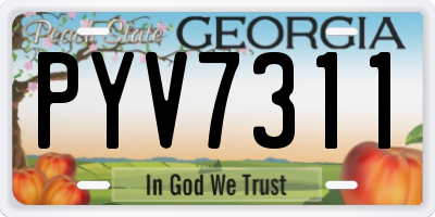 GA license plate PYV7311