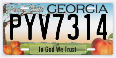 GA license plate PYV7314