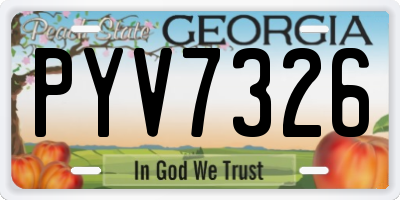 GA license plate PYV7326