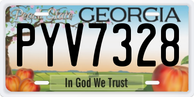 GA license plate PYV7328