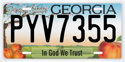 GA license plate PYV7355