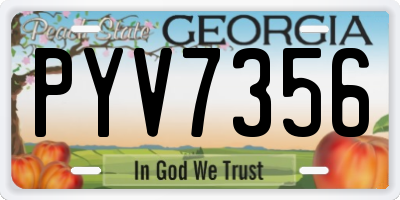 GA license plate PYV7356